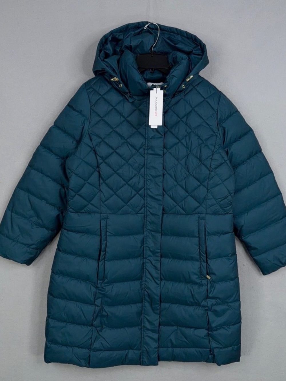 Liz Claiborne Women's Teal Quilted Hooded Puffer Coat
